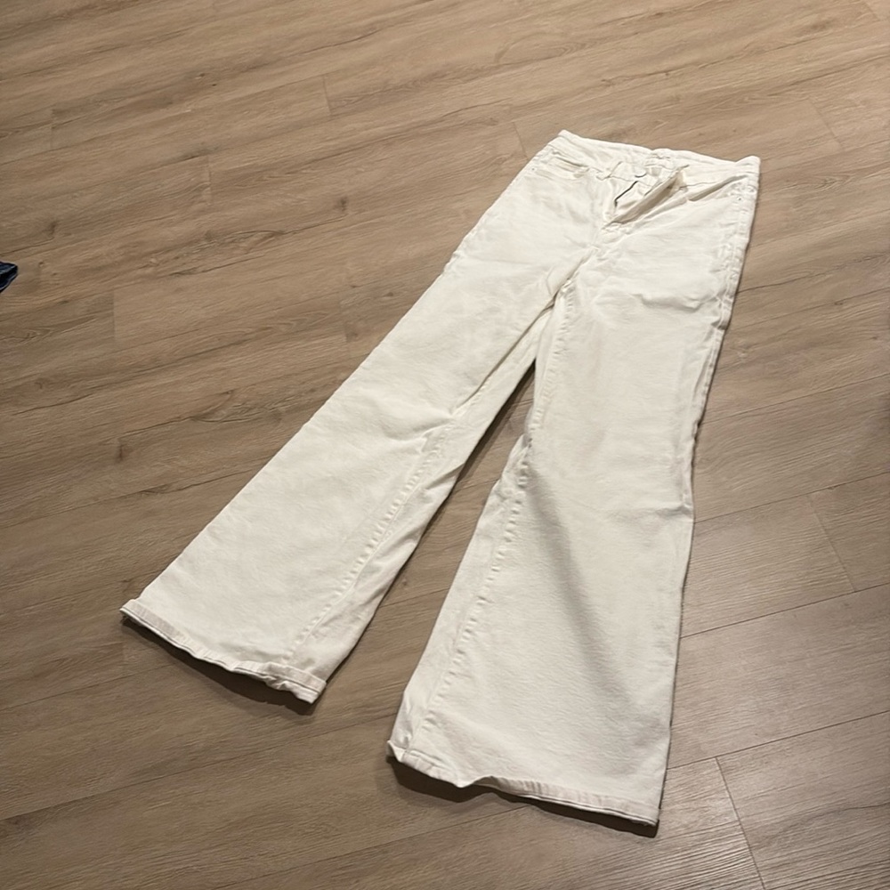 Good American white flare jeans